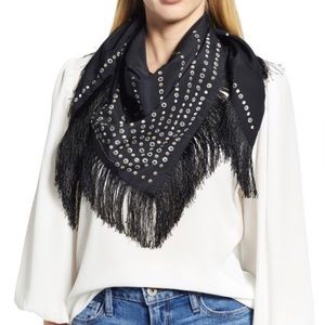 NEW REBECCA MINKOFF BLACK STUD PRINT TRIANGLE SCARF